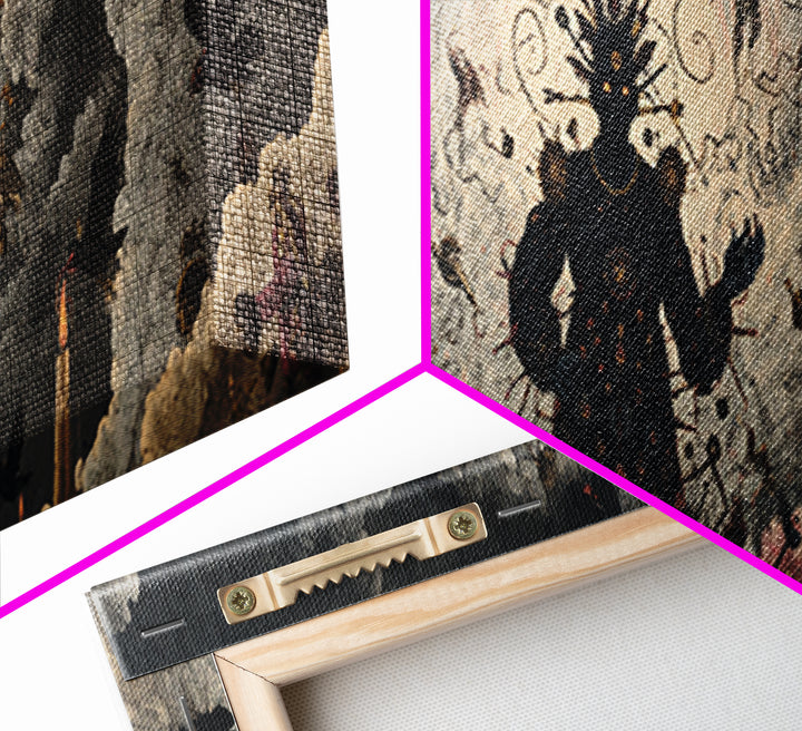 The Stitched Giant, Dark Romantic Horror Art, Extra Wide Wall Art, Dark Halloween Decor, Framed Canvas Print, Halloween Wall Art