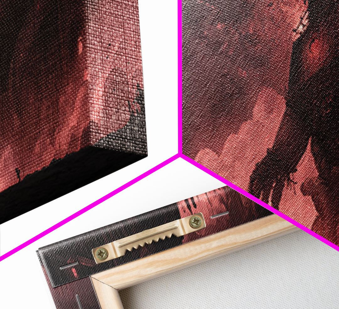 The Stitched Giant, Apocalyptic Romantic Art, Extra Wide Wall Art, Dark Halloween Decor, Framed Canvas Print, Halloween Wall Art