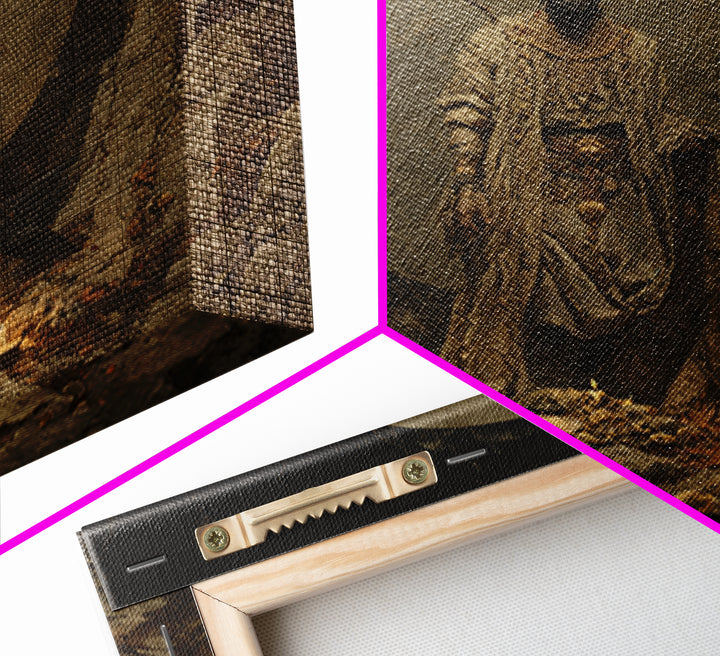 The Mummy Pharaoh, Baroque Witchcraft Art, Square Wall Art, Dark Fantasy Wall Art, Canvas Print, Halloween Wall Art, Seasonal Home Decor