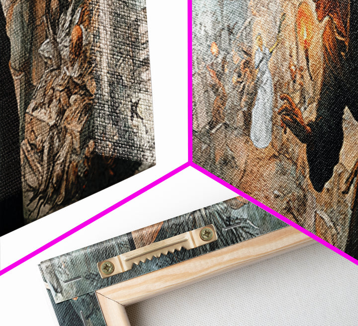 The Graveyard Ghost, Northern Renaissance Horror, Extra Wide Wall Art, Macabre Wall Art, Canvas Print, Halloween Wall Art