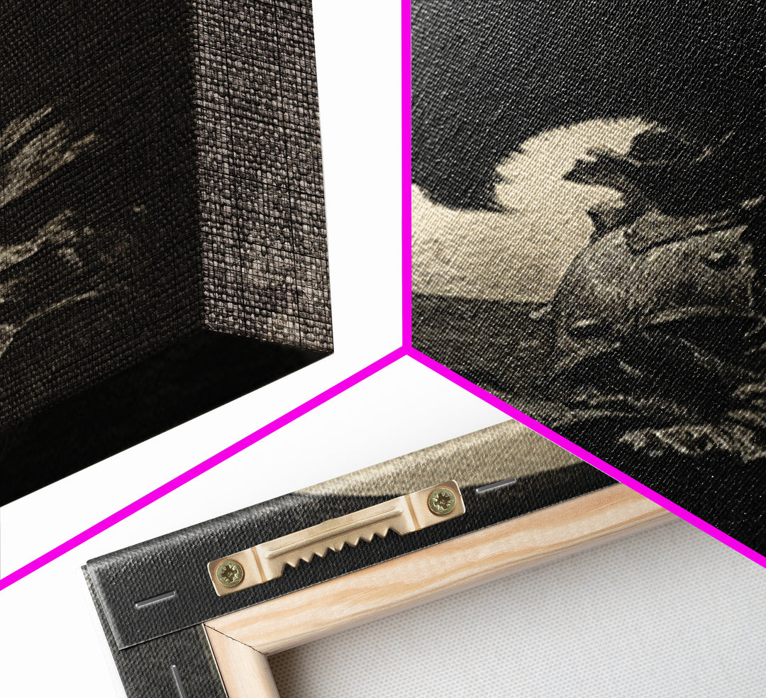 The Moon-Cursed Werewolf, Renaissance Engraving Art, Vertical Wall Art, Macabre Wall Art, Framed Canvas Print, Halloween Wall Art