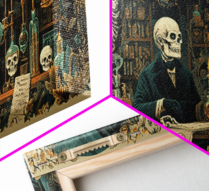 The Mad Alchemist, Macabre Folk Print Art, Wide Panoramic Art, Dark Halloween Decor, Framed Canvas Print, Halloween Wall Art