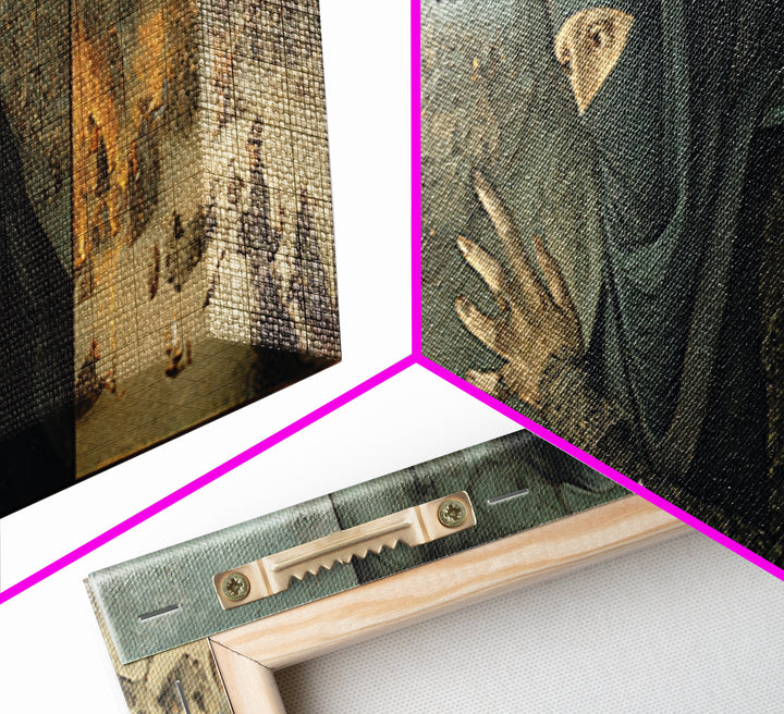 The Midnight Fortune Teller, Northern Renaissance Horror, Extra Wide Wall Art, Dark Halloween Decor, Canvas Print