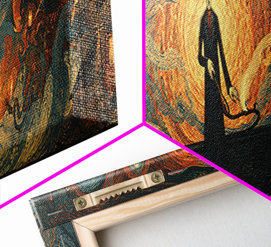 The Sinister Undertaker, Expressionist Gothic Art, Extra Wide Wall Art, Dark Fantasy Wall Art, Framed Canvas Print, Halloween Wall Art