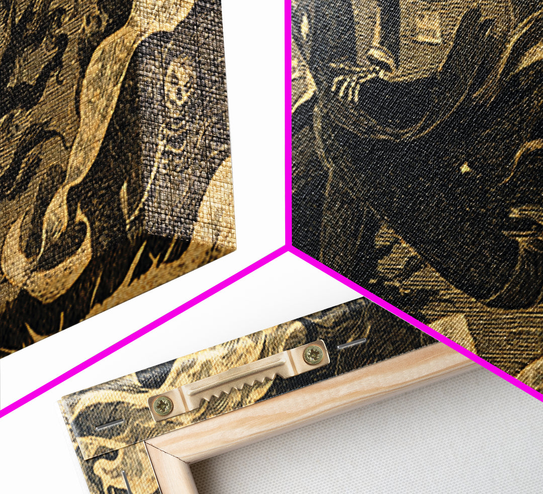 The Sinister Undertaker, Macabre Folk Print Art, Wide Panoramic Art, Dark Fantasy Wall Art, Canvas Print, Halloween Wall Art