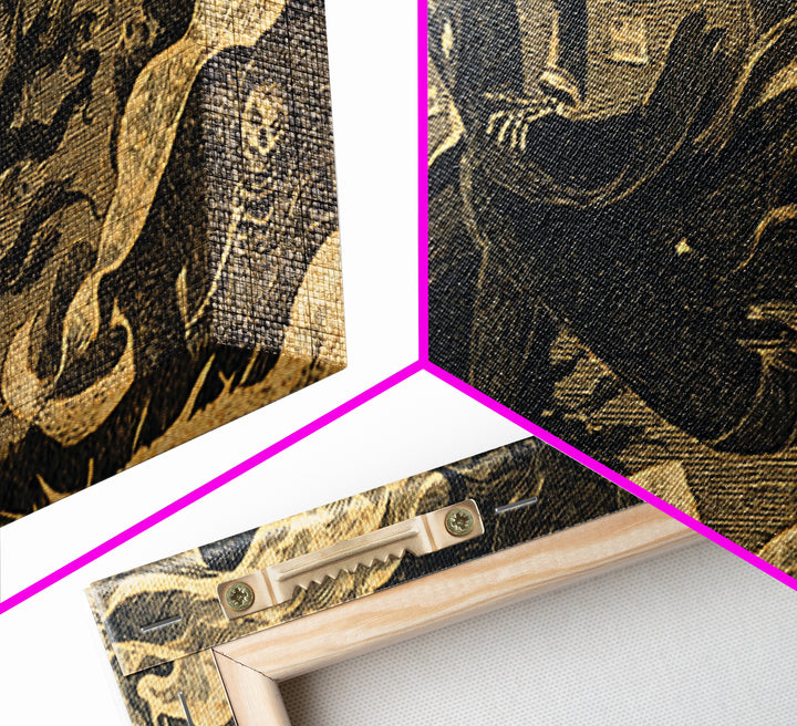 The Sinister Undertaker, Macabre Folk Print Art, Wide Panoramic Art, Dark Fantasy Wall Art, Canvas Print, Halloween Wall Art