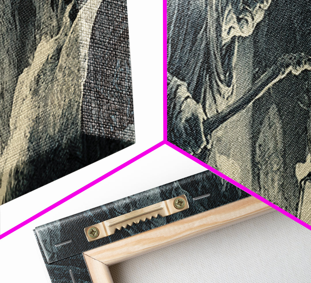 The Lantern Gravedigger, Decadent Gothic Art, Extra Wide Wall Art, Dark Halloween Decor, Framed Canvas Print, Halloween Wall Art