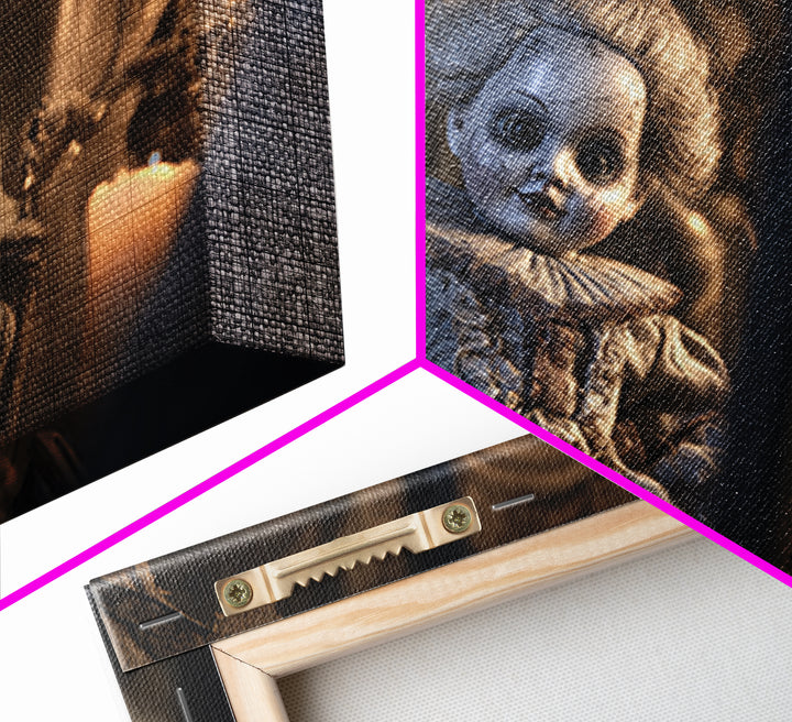 The Haunted Porcelain Doll, Renaissance Engraving Art, Landscape Wall Art, Gothic Horror Wall Art, Canvas Print, Halloween Wall Art