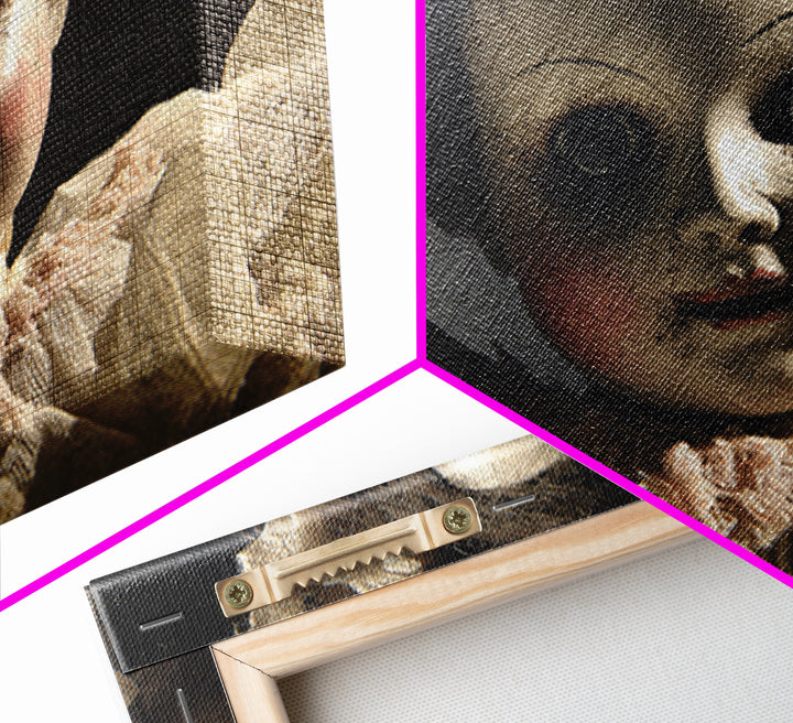 The Haunted Porcelain Doll, Dark Romantic Horror Art, Landscape Wall Art, Dark Halloween Decor, Framed Canvas Print, Halloween Wall Art