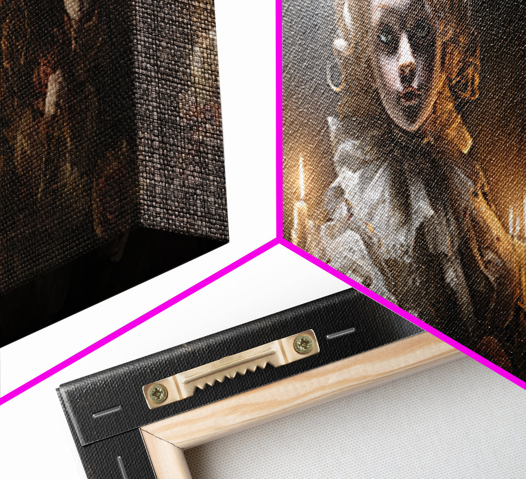 The Haunted Porcelain Doll, Gothic Nightmare Art, Extra Wide Wall Art, Dark Halloween Decor, Framed Canvas Print, Halloween Wall Art