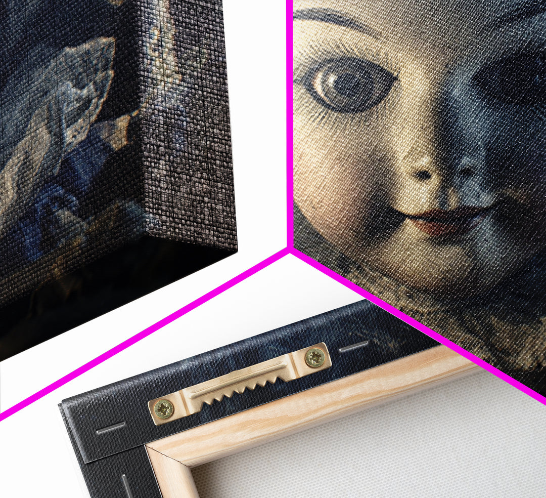 The Haunted Porcelain Doll, Symbolist Etching Art, Landscape Wall Art, Dark Halloween Decor, Canvas Print, Halloween Wall Art