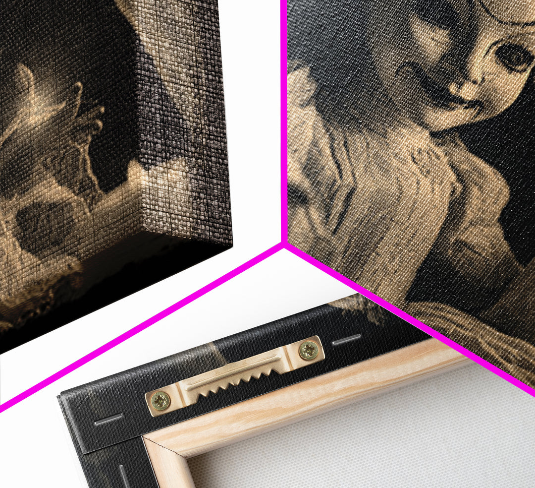 The Haunted Porcelain Doll, Decadent Line Art, Landscape Wall Art, Dark Fantasy Wall Art, Framed Canvas Print
