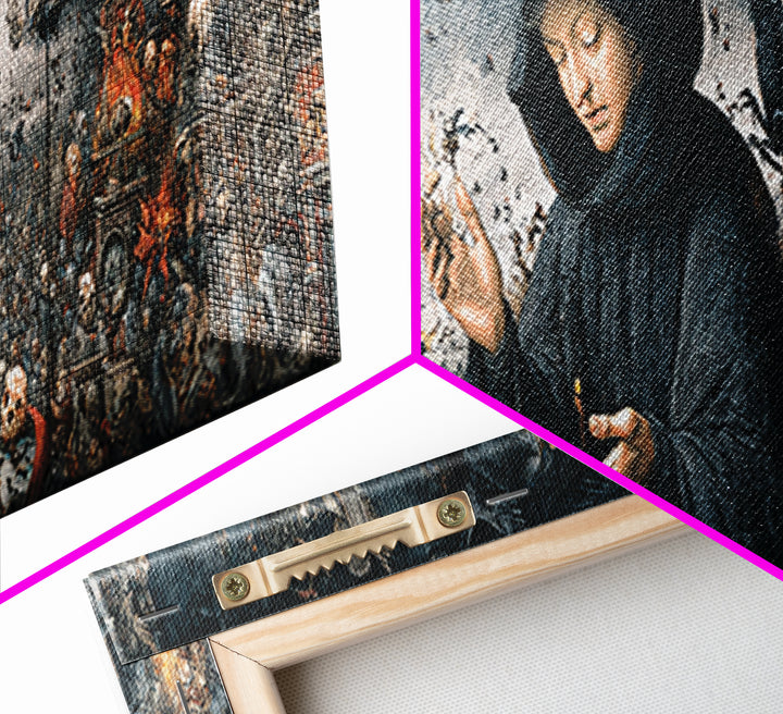 The Raven Keeper, Medieval Grotesque Art, Extra Wide Wall Art, Gothic Horror Wall Art, Framed Canvas Print, Halloween Wall Art