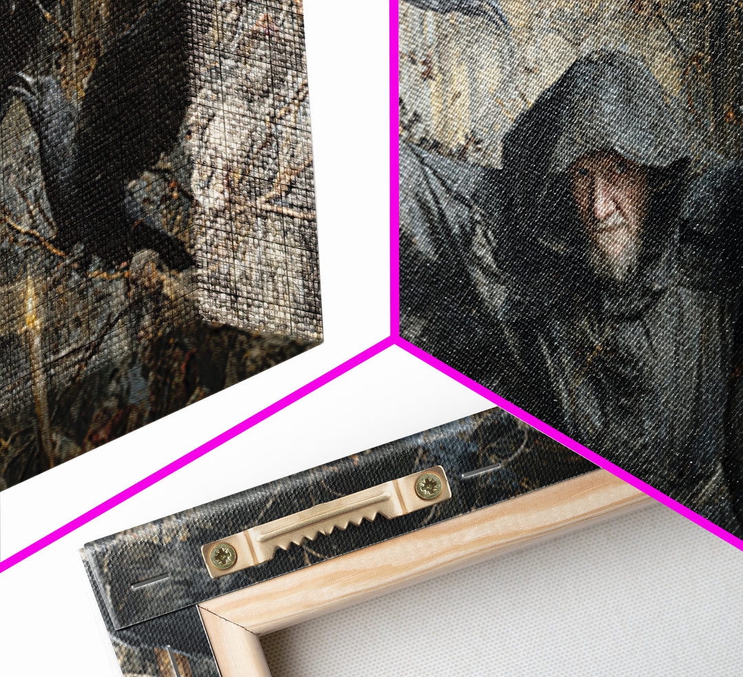 The Raven Keeper, Northern Renaissance Horror, Wide Panoramic Art, Dark Fantasy Wall Art, Canvas Print, Halloween Wall Art