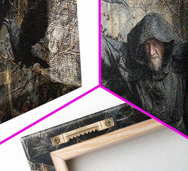 The Raven Keeper, Northern Renaissance Horror, Wide Panoramic Art, Dark Fantasy Wall Art, Canvas Print, Halloween Wall Art