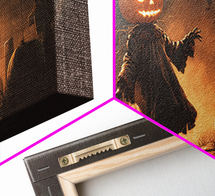 The Pumpkin-Headed Child, Macabre Folk Print Art, Wide Panoramic Art, Dark Halloween Decor, Canvas Print, Halloween Wall Art