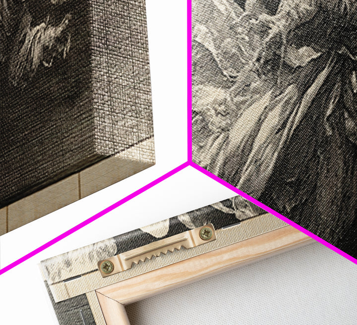 The Tattered Wraith, Renaissance Engraving Art, Extra Wide Wall Art, Gothic Horror Wall Art, Canvas Print, Halloween Wall Art
