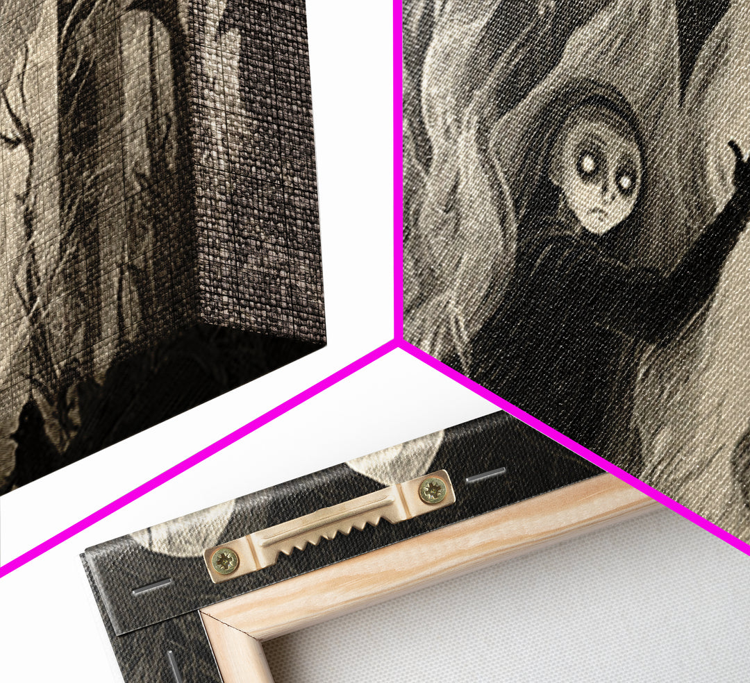 The Tattered Wraith, Expressionist Nightmare Art, Wide Panoramic Art, Dark Fantasy Wall Art, Canvas Print, Halloween Wall Art