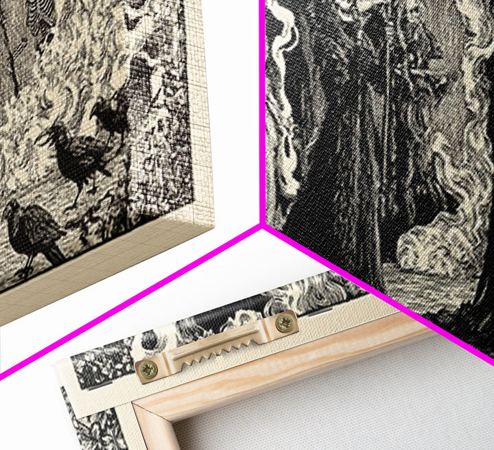 The Tattered Wraith, Macabre Folk Print Art, Wide Panoramic Art, Gothic Horror Wall Art, Canvas Print, Halloween Wall Art