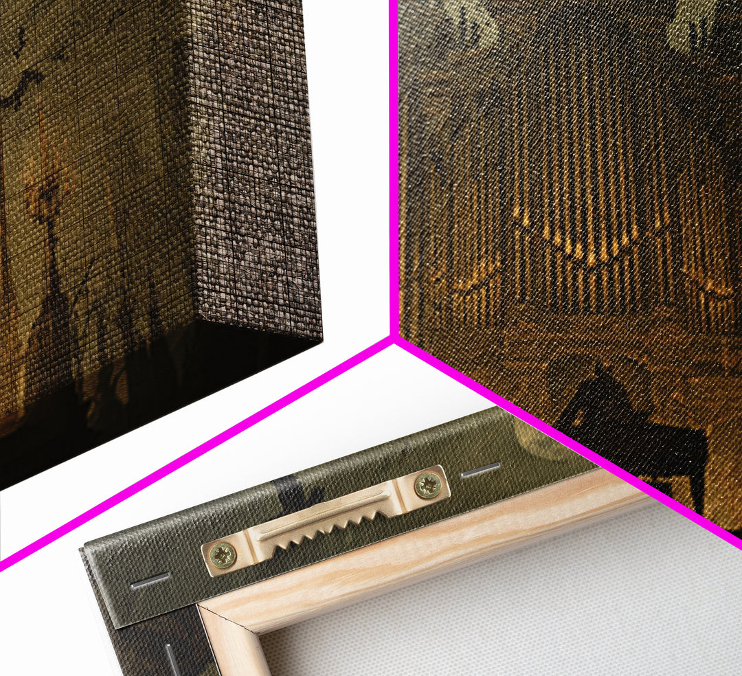 The Phantom Organist, Romantic Gothic Landscape, Landscape Wall Art, Dark Halloween Decor, Framed Canvas Print, Halloween Wall Art