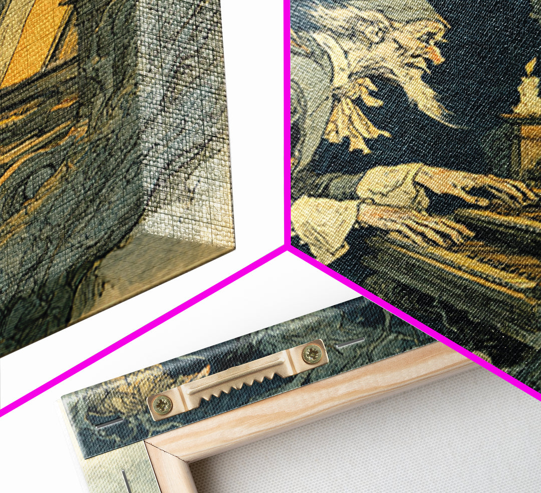 The Phantom Organist, Gothic Storybook Art, Square Wall Art, Dark Halloween Decor, Framed Canvas Print, Halloween Wall Art