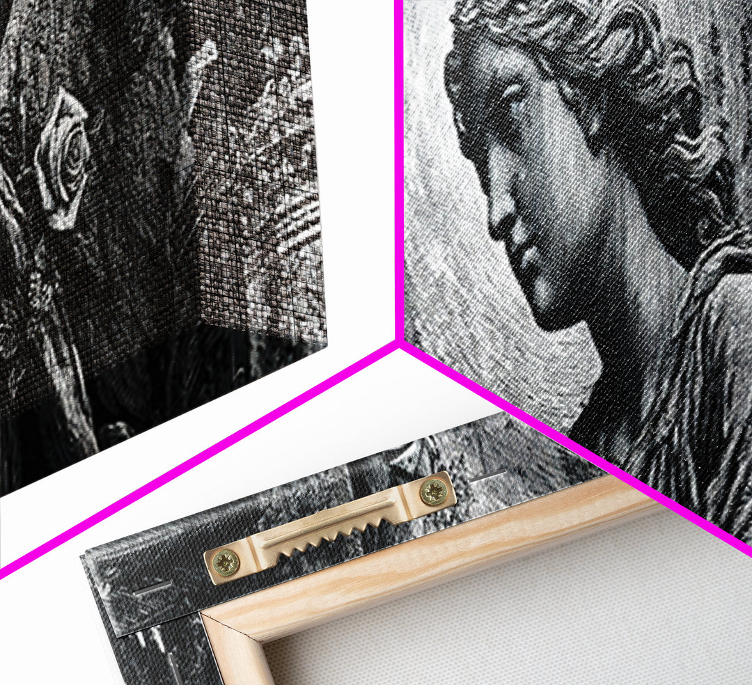 The Weeping Cemetery Angel, Renaissance Engraving Art, Extra Wide Wall Art, Dark Fantasy Wall Art, Canvas Print, Halloween Wall Art