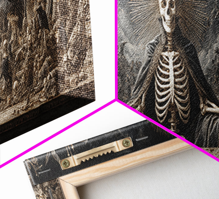 The Bone Queen, Medieval Grotesque Art, Extra Wide Wall Art, Dark Fantasy Wall Art, Framed Canvas Print, Halloween Wall Art