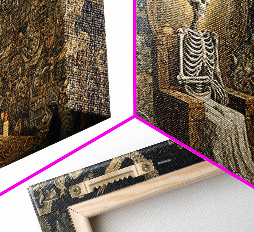 The Bone Queen, Northern Renaissance Horror, Wide Panoramic Art, Gothic Horror Wall Art, Framed Canvas Print, Halloween Wall Art