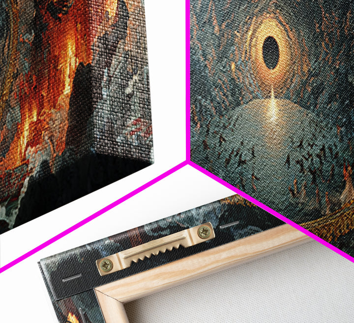 The Mirror Spirit, Apocalyptic Romantic Art, Extra Wide Wall Art, Dark Halloween Decor, Framed Canvas Print, Halloween Wall Art