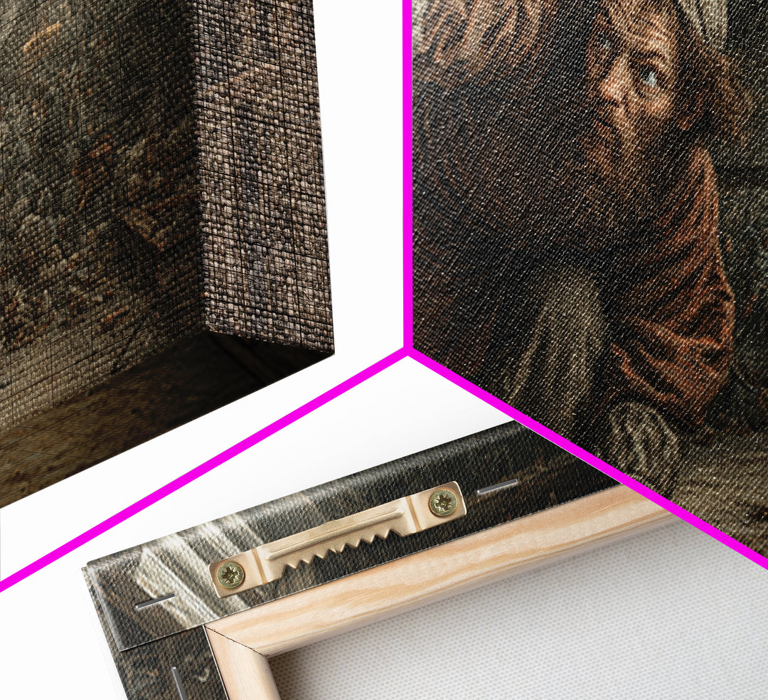 The Attic Whisperer, Northern Renaissance Horror, Wide Panoramic Art, Dark Fantasy Wall Art, Framed Canvas Print