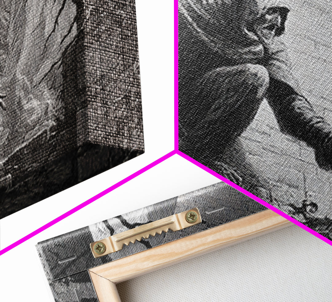 The Chimney Phantom, Gothic Engraving Art, Landscape Wall Art, Gothic Horror Wall Art, Framed Canvas Print, Halloween Wall Art