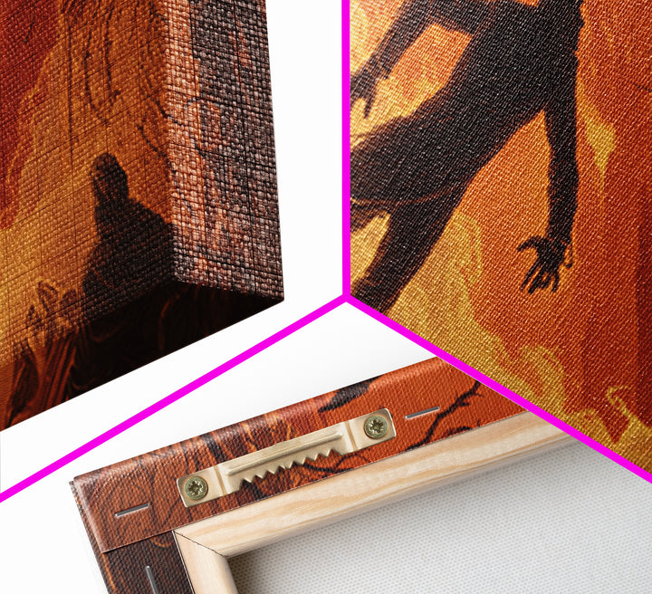 The Chimney Phantom, Apocalyptic Romantic Art, Wide Panoramic Art, Macabre Wall Art, Framed Canvas Print, Halloween Wall Art