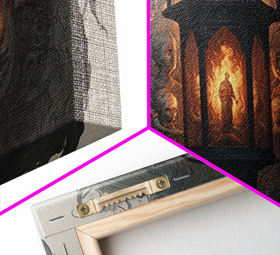 The Lantern Specter, Visionary Gothic Art, Wide Panoramic Art, Dark Fantasy Wall Art, Framed Canvas Print, Halloween Wall Art