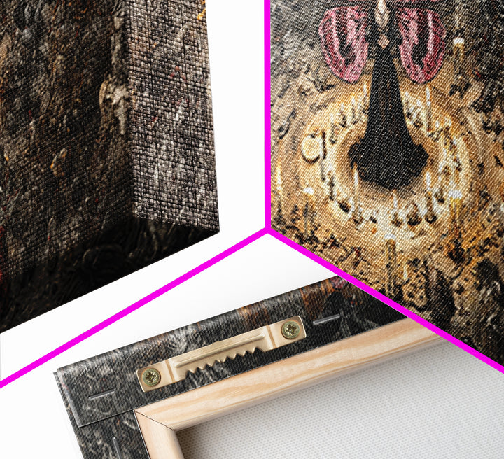 The Velvet Moth Witch, Medieval Grotesque Art, Extra Wide Wall Art, Dark Halloween Decor, Canvas Print, Halloween Wall Art
