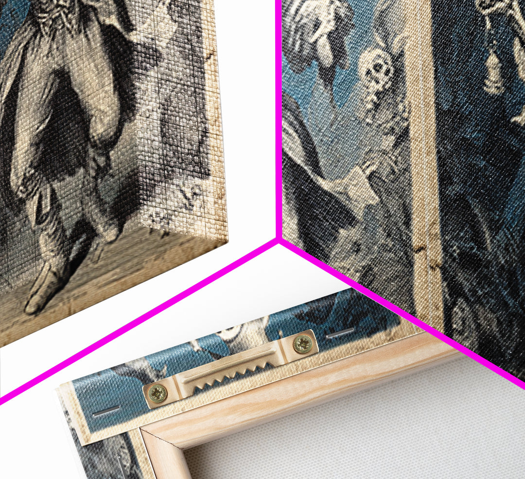 The Phantom Jester, Macabre Folk Print Art, Wide Panoramic Art, Gothic Horror Wall Art, Canvas Print, Halloween Wall Art
