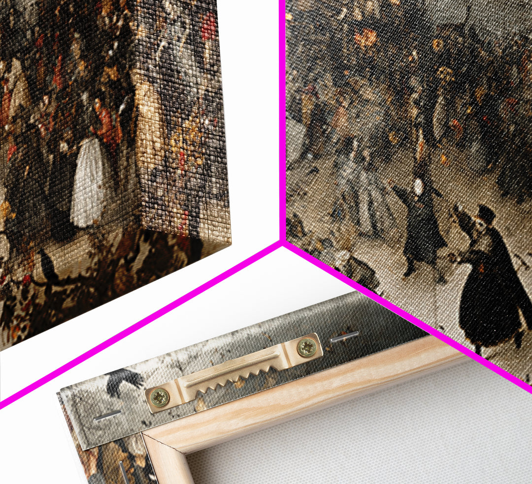 The Marionette Master, Northern Renaissance Horror, Wide Panoramic Art, Dark Halloween Decor, Canvas Print, Halloween Wall Art