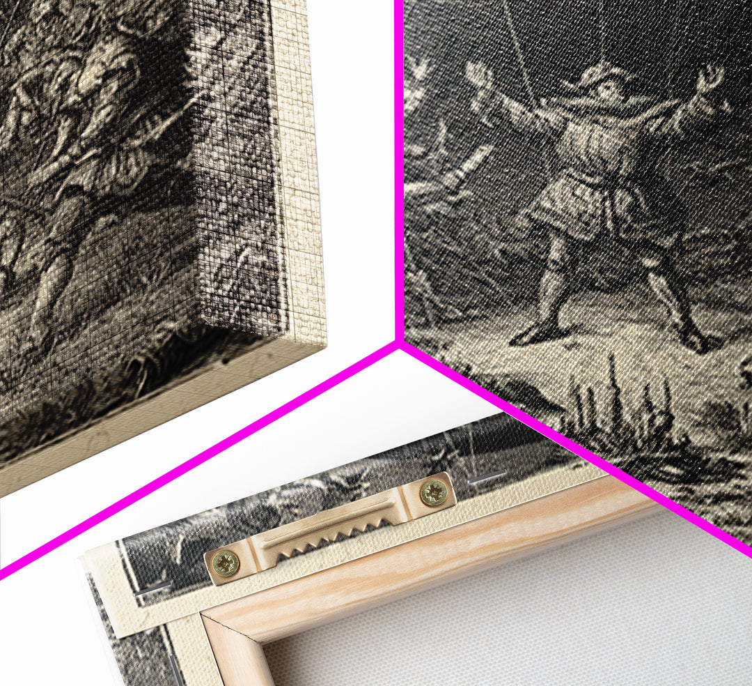 The Marionette Master, Renaissance Engraving Art, Square Wall Art, Dark Halloween Decor, Framed Canvas Print, Halloween Wall Art