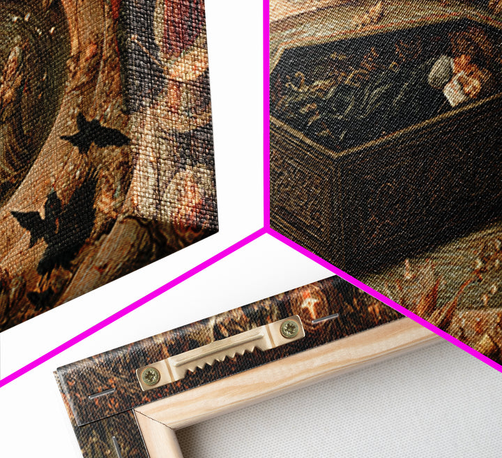 The Coffin Sleeper, Northern Renaissance Horror, Wide Panoramic Art, Dark Halloween Decor, Canvas Print, Halloween Wall Art