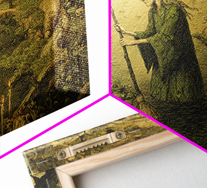 The Swamp Witch, Medieval Grotesque Art, Landscape Wall Art, Gothic Horror Wall Art, Canvas Print, Halloween Wall Art