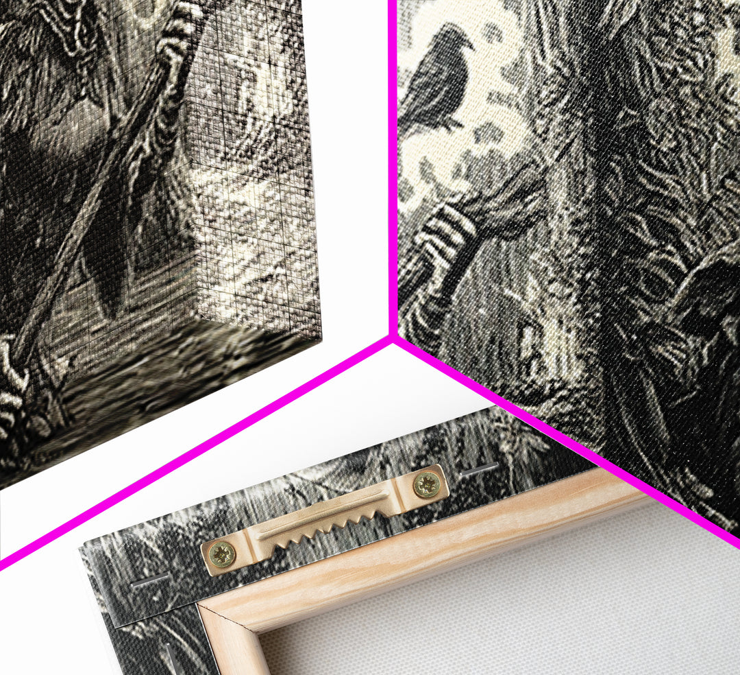 The Swamp Witch, Macabre Folk Print Art, Wide Panoramic Art, Dark Fantasy Wall Art, Canvas Print, Halloween Wall Art
