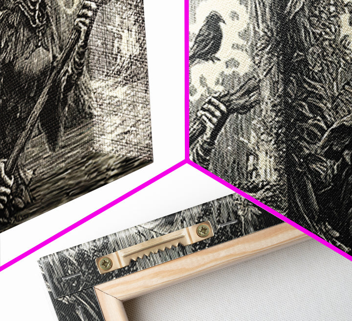 The Swamp Witch, Macabre Folk Print Art, Wide Panoramic Art, Dark Fantasy Wall Art, Canvas Print, Halloween Wall Art