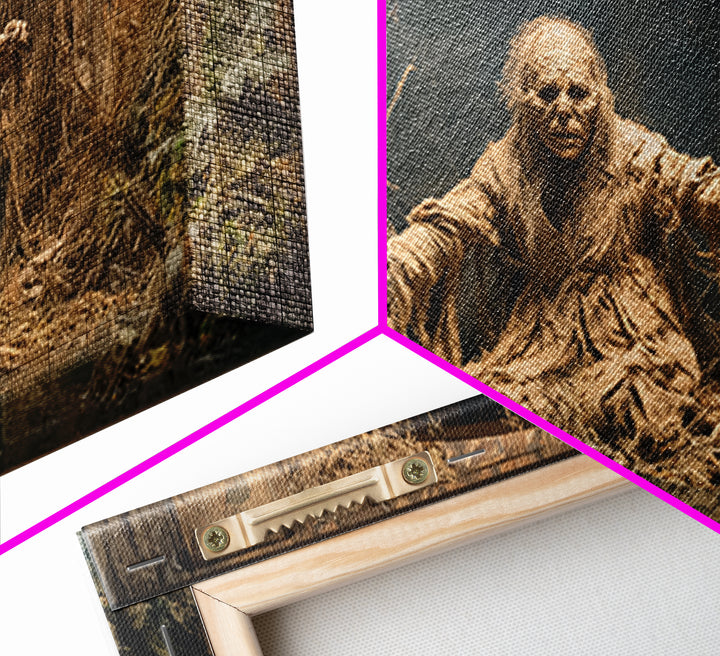 The Bog Mummy, Northern Renaissance Horror, Wide Panoramic Art, Dark Halloween Decor, Canvas Print, Halloween Wall Art