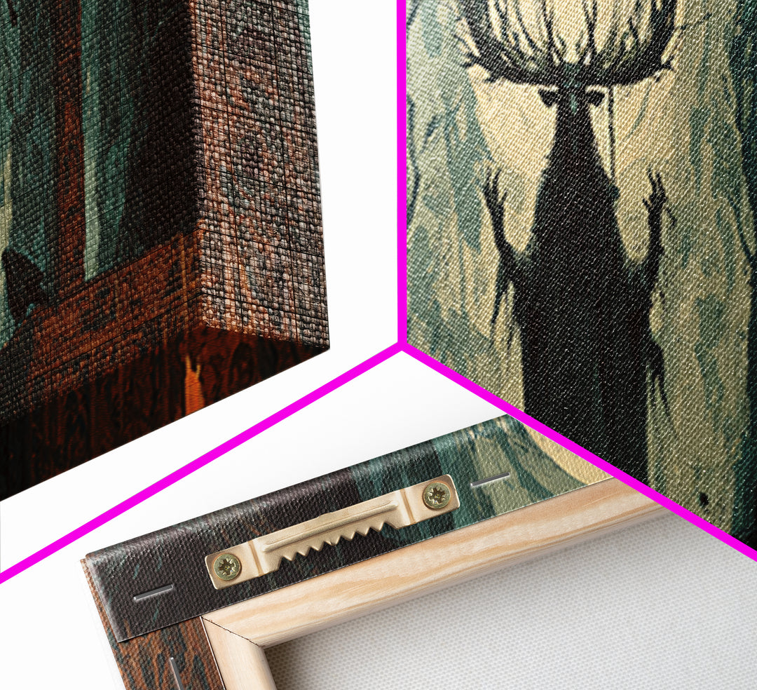 The Antlered Forest Spirit, Dark Romantic Horror Art, Extra Wide Wall Art, Dark Halloween Decor, Canvas Print, Halloween Wall Art