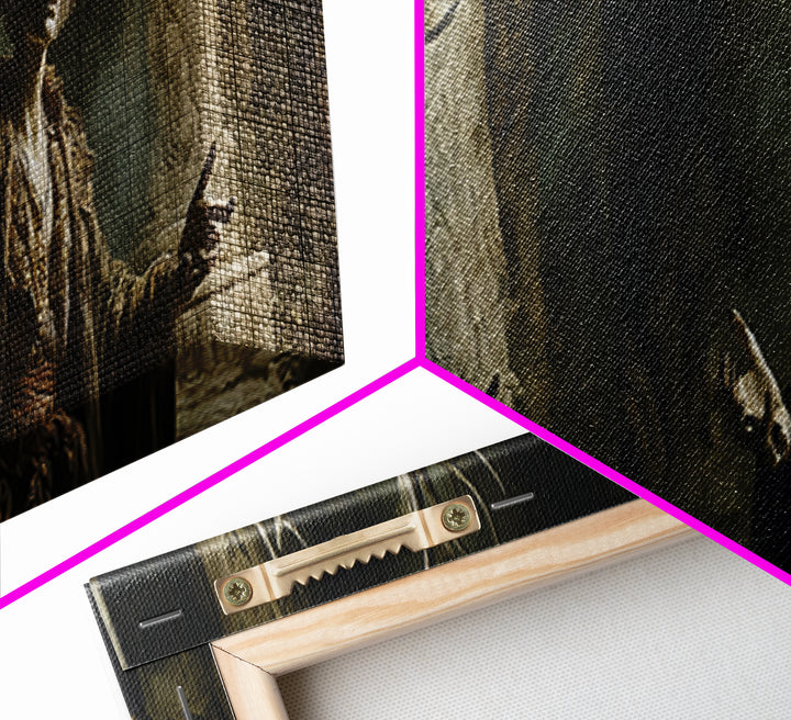 The Antlered Forest Spirit, Gothic Nightmare Art, Extra Wide Wall Art, Dark Fantasy Wall Art, Framed Canvas Print, Halloween Wall Art