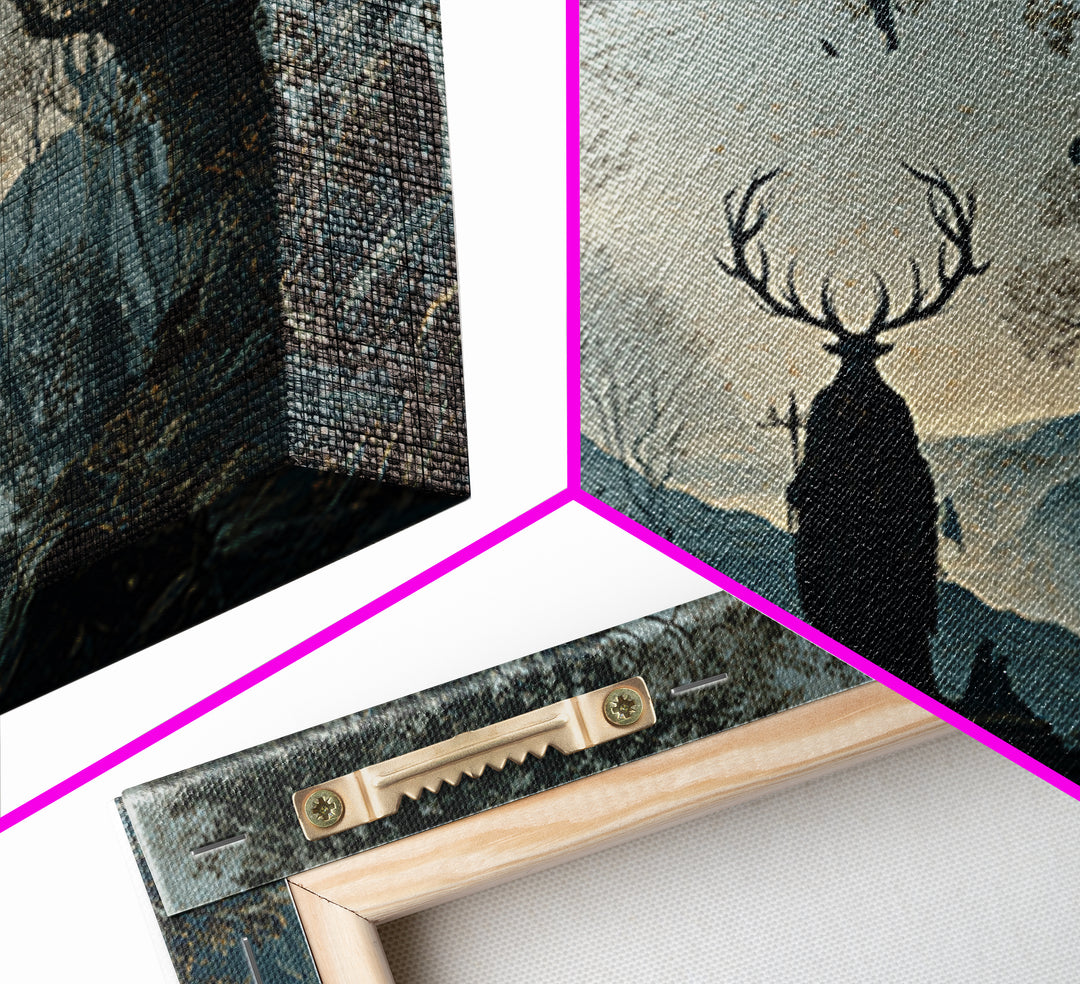 The Antlered Forest Spirit, Romantic Gothic Landscape, Landscape Wall Art, Gothic Horror Wall Art, Canvas Print, Dark Fantasy Art