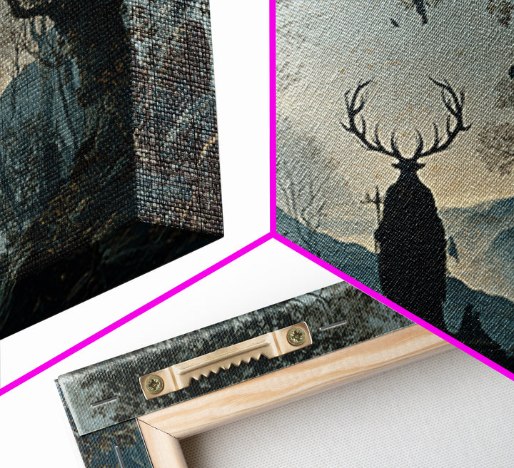 The Antlered Forest Spirit, Romantic Gothic Landscape, Landscape Wall Art, Gothic Horror Wall Art, Canvas Print, Dark Fantasy Art