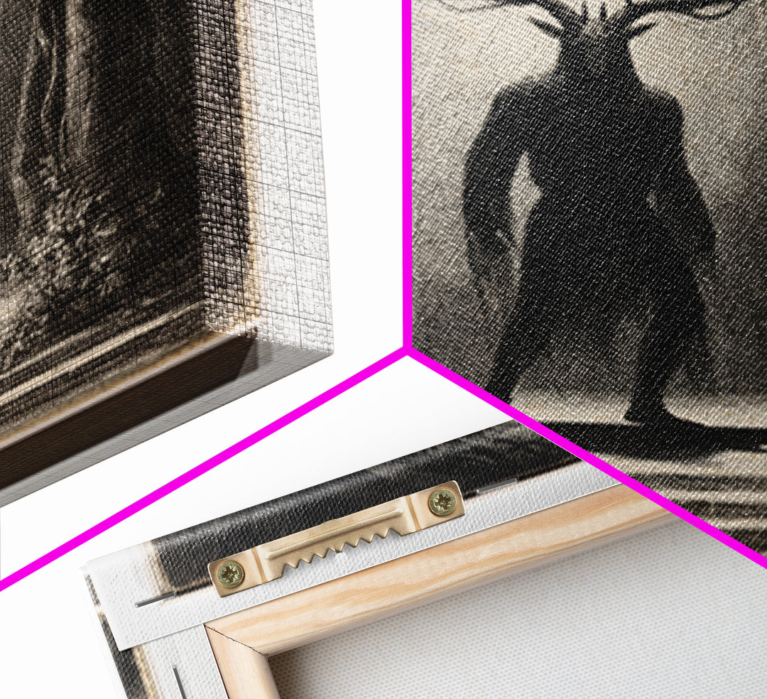 The Antlered Forest Spirit, Symbolist Dream Art, Square Wall Art, Macabre Wall Art, Canvas Print, Halloween Wall Art