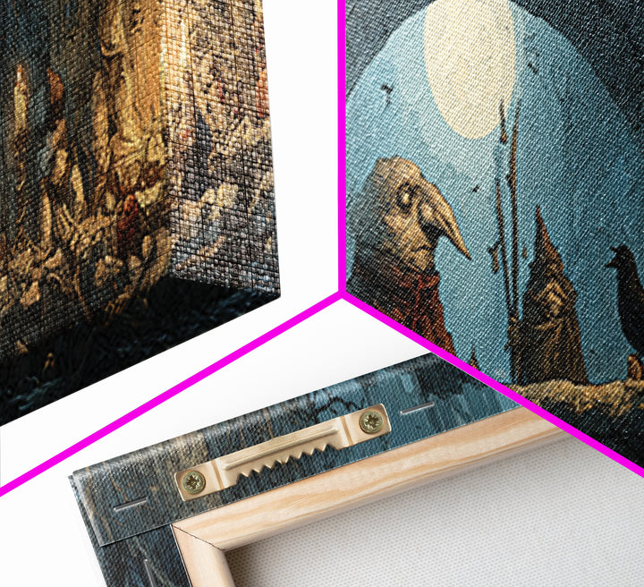 The Bridge Troll At Midnight, Medieval Grotesque Art, Extra Wide Wall Art, Gothic Horror Wall Art, Canvas Print, Halloween Wall Art