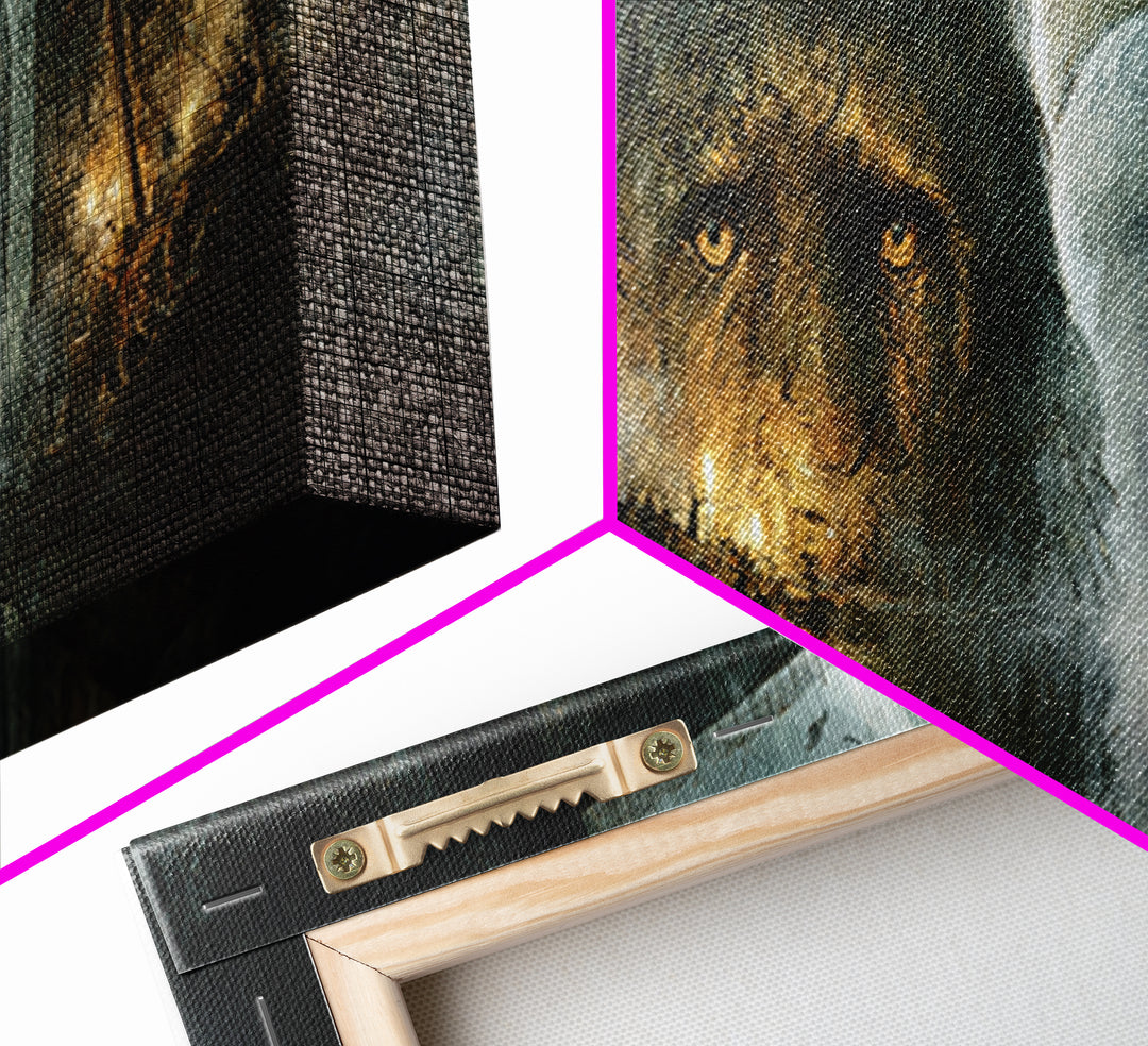 The Bridge Troll At Midnight, Visionary Gothic Art, Extra Wide Wall Art, Dark Halloween Decor, Framed Canvas Print, Halloween Wall Art