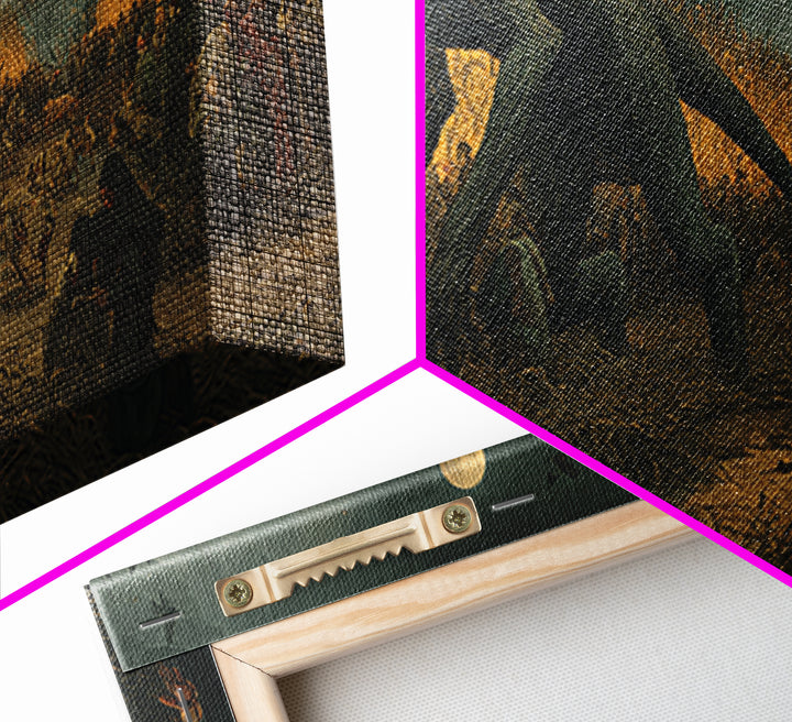 The Cornfield Crawler, Northern Renaissance Horror, Wide Panoramic Art, Macabre Wall Art, Canvas Print, Halloween Wall Art